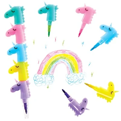 Abbildung von Baker Ross FX801 5 in 1 Einhorn Buntstift 6er Packung, Partytütenfüller für Kinder, Schultüte Füllung