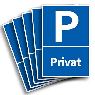 Abbildung von 5 Stück Privat Parkplatz Schild 20 x 30 cm aus stabiler PVC Hartschaumplatte 3mm Privatparkplatz parken verboten mit UV Schutz von STROBO