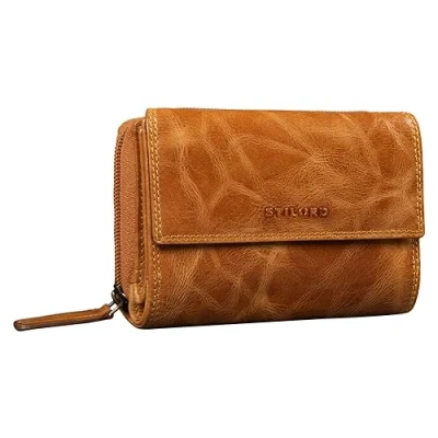 Abbildung von STILORD &#039;Thea&#039; Geldbörse aus Leder für Damen, RFID Geldbörse, Vintage, mit NFC Schutz, Reißverschluss und Geschenkbox echtem Leder, Perugia Braun, M,