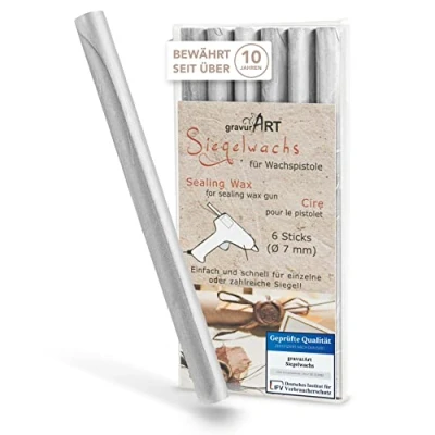 Abbildung von 7mm Siegelwachs flexibel für Wachspistole silber 6er Pack