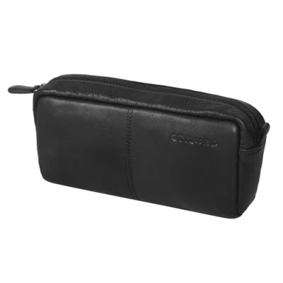 Abbildung von STILORD &#039;Spencer&#039; Leder Federmappe Vintage mit Reißverschluss Kosmetiktasche Organizer Stiftemappe Schlamperrolle Schlampermäppchen Etui Echtes
