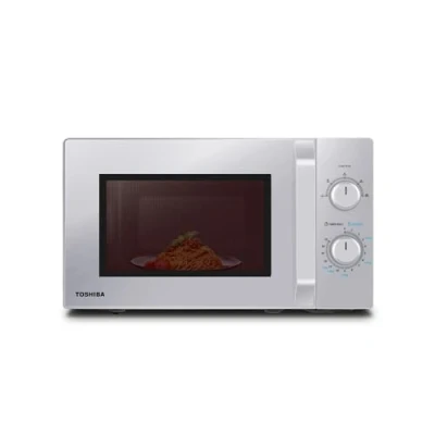 Abbildung von Toshiba Solo Mikrowelle 20L MW2 MM20PF(SL), Freistehende Mikrowelle, 800W, 5 Leistungsstufen mit praktischer Auftaufunktion, LED Beleuchtung im Innenraum, Silber