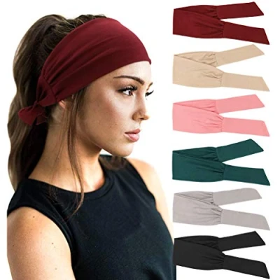 Abbildung von DRESHOW 6 Stück Damen Boho Stirnband Kopfband Haarband Gedruckt Stirnbänder Knoten Verdrehtes Elastische Kopf Wickeln Niedlich Haarschmuck für Mädchen