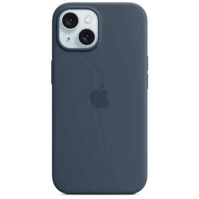 Abbildung von Apple MagSafe Silikon Back Cover Blau iPhone 15