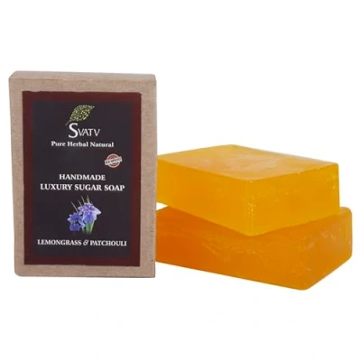 Abbildung von SVATV Handmade Seife with natural, soothing herbs of Lemongrass &amp; Patchouli, Moisturized skin Traditional Ayurvedic Herbal 125g x2 Bars