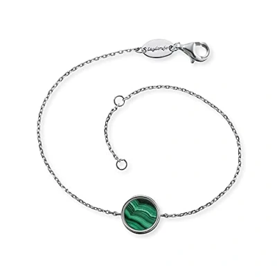 Abbildung von Engelsrufer Damen Armband aus Sterling Silber und Malachit Kraftstein Anhänger, Karabinerverschluss, in zwei Längen verstellbar, nickelfrei, ERB LILGEM ML