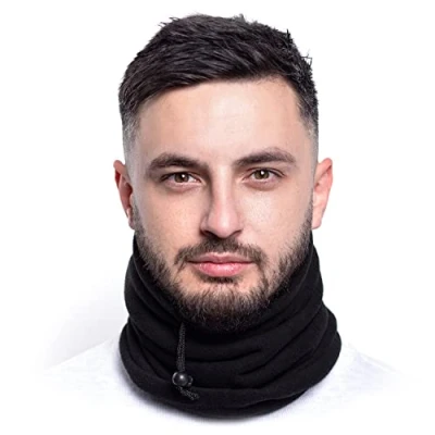 Abbildung von Karl Loven Damen Loop Schal Hals wärmer Herren Schnalle Winter Fleece Futter Unisex warme Hut Maske Sport Ski Motorrad Fahrrad Snowboard Wandern Schwarz