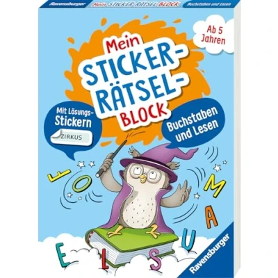 Abbildung von Ravensburger Mein Stickerrätselblock: Buchstaben und Lesen Rätselblock ab 5 Jahre, spielerisch lernen, Sticker, Vorschule