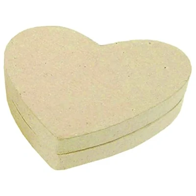 Abbildung von Decopatch Décopatch BT036O Box in Herzform flach XS (aus Pappmaché, 13 x 11 3,5 cm, zum Verzieren, ideal für Ihre Wohndeko) Kartonbraun