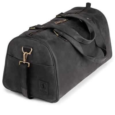 Abbildung von Berliner Bags Vintage Weekender Oslo aus Leder, Reisetasche für Herren und Damen Dunkelgrau