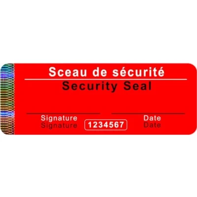 Abbildung von 250 Stk Sicherheitssiegel mit Seriennummer 70x25mm rot, beschreibbar Qualitätssiegel Garantiesiegel Sicherheitsetiketten Etikett