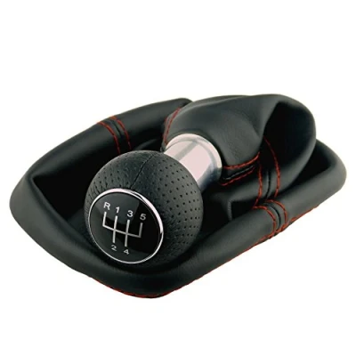 Abbildung von L &amp; P Car Design L&amp;P A0254 8 Schaltsack Schaltmanschette Schwarz Naht Rot Schaltknauf perforiert 5 Gang 12mm kompatibel mit VW Golf 2 II 3 III Polo 6N 35i UVM. GTI Look Plug Play Ersatzteil