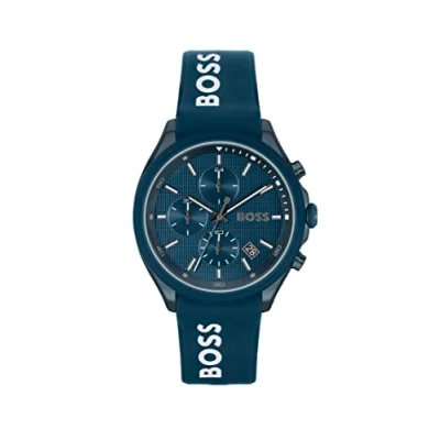 Abbildung von BOSS Chronograph Quarz Uhr für Herren mit Blaues Silikonarmband 1514061