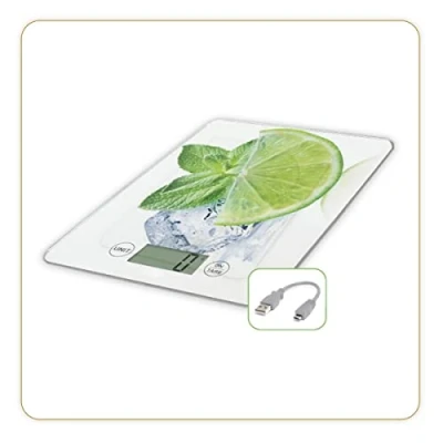 Abbildung von LTTLE BALANCE 8544 Slim Citron USB R, Küchenwaage ohne Akku, wiederaufladbar, reparierbar, 5 kg, Zitrone
