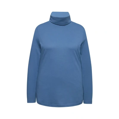 Abbildung von Ulla Popken Rollkragen Langarm Langarmshirt, Damen, Größe: 50/52, Ink blue