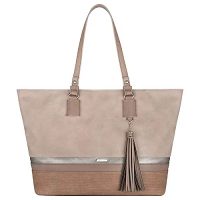 Abbildung von David Jones Damen Tote Shopper Große Kapazitat Schultertasche Weiche Leinwand Lange Henkel Frau Mehrfarbig Gestreift Tragetasche Shopping Handtasche A4 Arbeit Reise Schule Tasche Pink