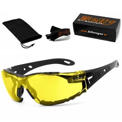 Abbildung von HELLY® No.1 Bikereyes® Bikerbrille, Motorradbrille, Motorrad Sonnenbrille TESTSIEGER: beschlagfrei, winddicht, bruchsicher TOP Tragegefühl Brille: moab (xenolit (gelb))