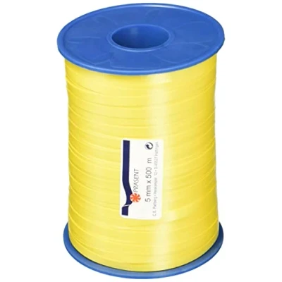 Abbildung von PRÄSENT PATTBERG Geschenkband gelb, 500 Meter Ringelband 5 mm zum Basteln, Dekorieren &amp; Verpacken von Geschenken zu jedem Anlass, 2525 605, m Spule