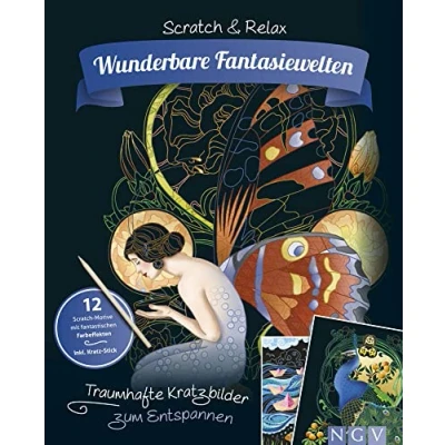 Abbildung von Wunderbare Fantasiewelten Traumhafte Kratzbilder zum Entspannen: 12 Scratch Motive mit fantastischen Farbeffekten inkl. Bambus Stick