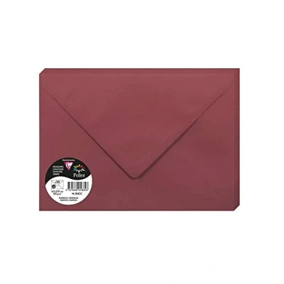 Abbildung von Clairefontaine 5882C Packung mit 20 Umschläge Pollen, Format C5, 162 x 229 mm, 120 g, ideal für Einladungen und Korrespondenz, Bordeaux, 1 Pack