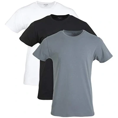 Abbildung von Gildan Herren Baumwoll Stretch T Shirts, Multipack Unterwäsche, Weiß/Schwarz Ruß/Grau Flanell (3er Pack), X Groß