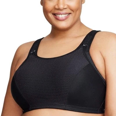 Abbildung von Glamorise Women&#039;s 1166 Sports Bra, Opaque, Einfarbig Schwarz, 95D