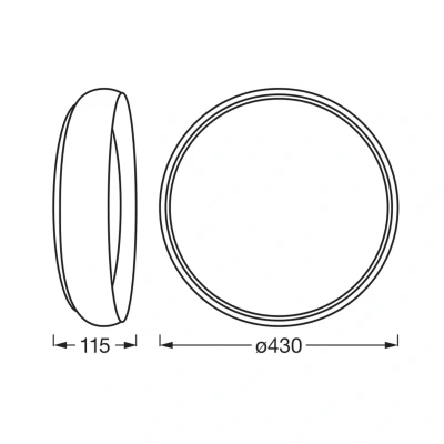 Abbildung von LEDVANCE ORBIS Livia LED Deckenleuchte mit Metallring, grau/Holzdekor, 24W, 1200lm, 3000K, 430mm, 830 freundliches Warmweiß, durch Klicken in 3 Stufen dimmbar, IP20, Schrauben/Dübel inklusive