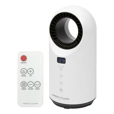 Abbildung von ProfiCare® 2in1 Keramik Heizlüfter und Tischventilator, leise, sicher u. effizient mit PTC Heizelement heizen, robuster Ventilator inkl. Fernbedienung PC HL 3086