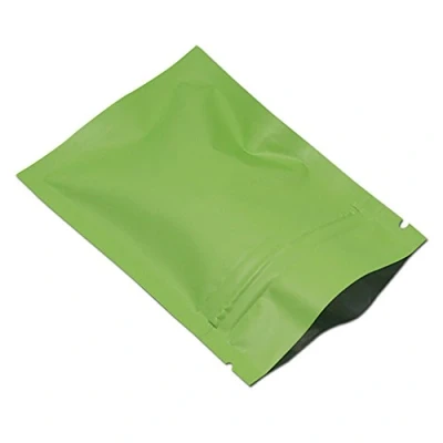 Abbildung von WACCOMT Pack 100 Stücke Matte Aluminiumfolie Verpackung Tasche Reißverschluss Selbstdicht Flachbeutel Lebensmittel Lagerung Geruchssicher Mylar Beutel (Matt Grün, 7x10cm (2.7x3.9 inch))