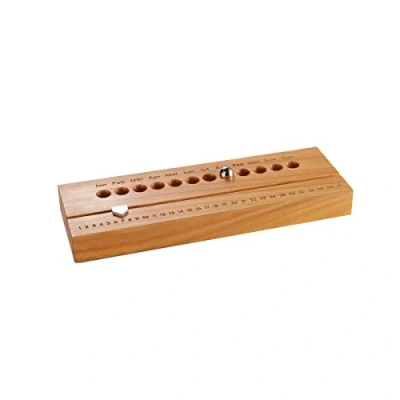 Abbildung von Hochwertiger Ewiger Kalender aus Kirschholz ohne Jahresangabe Tischkalender 3D Länge: 18,6 cm, Breite: 6,2 Höhe: 2,2 cm rutschfest Handarbeit Deutschland