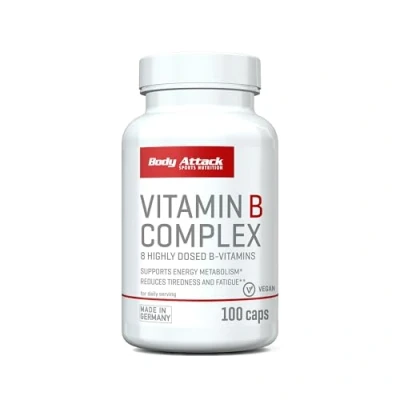 Abbildung von Body Attack Vitamin B Complex 8 hochdosierte Vitamine Vitaminpräparat zur Nahrungsergänzung 100 Caps