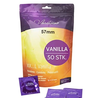 Abbildung von VIBRATISSIMO Kondome XXL Vanilla 50er Pack I Premium mit Aroma Condoms for Men Vanille dünner Wandstärke &amp; aromatisiert gefühlsecht hauchzart b=57mm