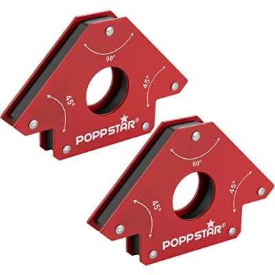 Abbildung von Poppstar Schweißmagnet groß 2er Set/Magnet Schweißwinkel mit Haftkraft 34 kg, Winkelmaße 45, 90, 135
