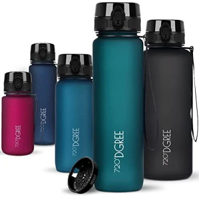 Abbildung von 720DGREE Trinkflasche 1l Sport “uberBottle“ softTouch +Sieb BPA Frei Wasserflasche für Uni, Arbeit, Fitness, Fahrrad, Outdoor, Job Sportflasche aus Tritan Leicht, Stoßfest, Wiederverwendbar