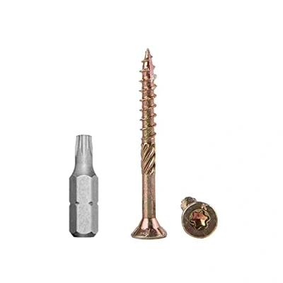 Abbildung von 200 Stück gelb verzinkter Stahl 3,5 x 50 mm Holzschrauben Torx Kopf Typ 17 Senkkopf Spanplattenschrauben (200, mm)