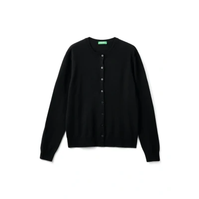 Abbildung von United Colors of Benetton Merino CREW NECK Strickjacke, Damen, Größe: 32, Black