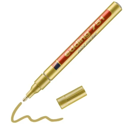 Abbildung von edding 751 Lackmarker gold 10 Rundspitze 1 2 mm Lackstift für Glas, Stein, Holz, Kunststoff und Papier wasserfest, stark deckend