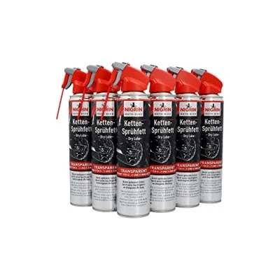 Abbildung von NIGRIN MOTO BIKE Dry Lube Ketten Sprühfett für Motorrad, 6 X 400 ml, geeignet O , Z und Ring Ketten, Korrosionsschutz, Mehfarbig