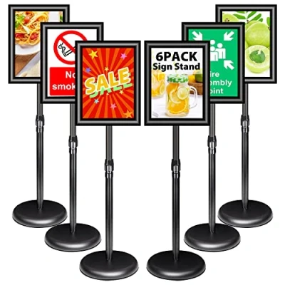Abbildung von VAIIGO 6Pack Infoständer Din A4 Plakatständer Informationsständer Präsentationsständer Kundenstopper Werbeständer Plakat Schilder Aufsteller, Höhenverstellbar Schwarz