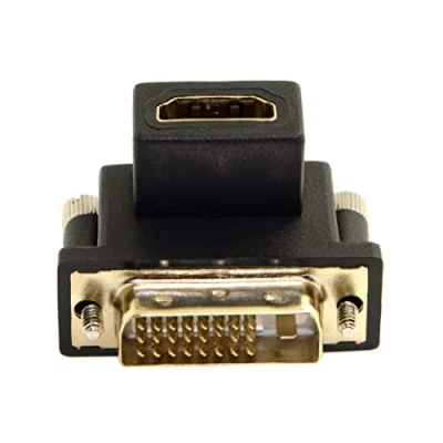 Abbildung von chenyang CY DVI auf HDMI Adapter, Stecker Buchse, Adapter für Computer, HDTV und Grafikkarte, 90 Grad nach unten abgewinkelt, schwarz