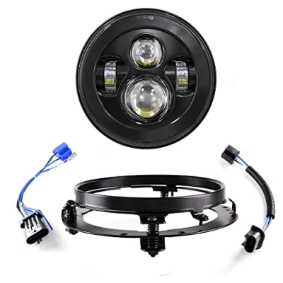 Abbildung von SKUNTUGUANG 7 Zoll LED Scheinwerfer mit Halterungsring für Road King, Glide, Street Glide und Electra Motorradscheinwerfer (schwarz)