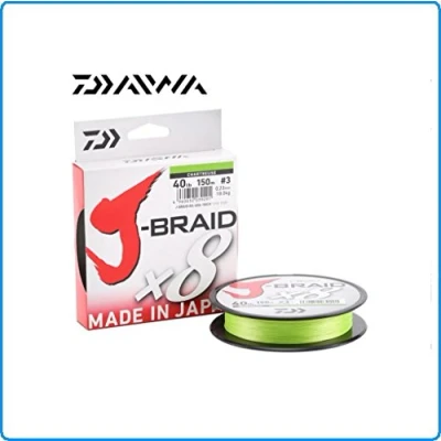 Abbildung von Daiwa J Braid 8 0.20mm, 13,0kg/29,0lbs, 300m Chartreuse, rund geflochtene Angelschnur
