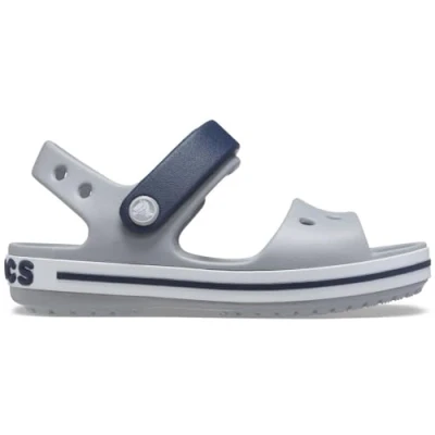 Abbildung von Crocs Crocband Sandalen Unisex Kindersandalen Leicht und mit sicherer Passform Hellgrau/Navy Größe 19 20