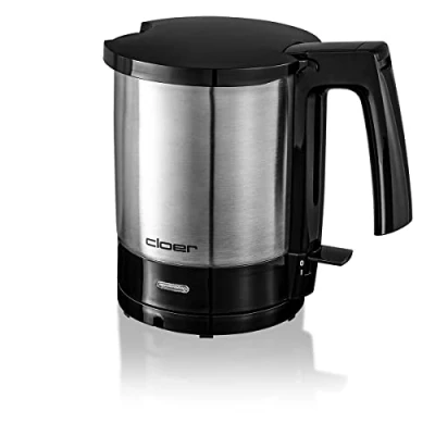 Abbildung von Cloer 4700 Wasserkocher, 2000 W mit innen liegender Füllmengenmarkierung, Trockengeh und Überhitzungsschutz für 1,5 L, mattierter Edelstahlbehälter schwarz