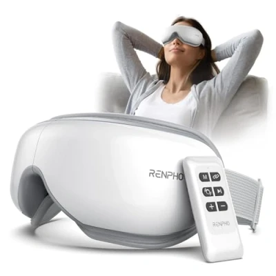 Abbildung von RENPHO Eyeris 1 Augenmassagegerät mit Fernbedienung, Wärme, Vibration und Bluetooth Musik, Wiederaufladbar Eye Massager, Trockene Augen, Geschenke für Frau &amp; Man