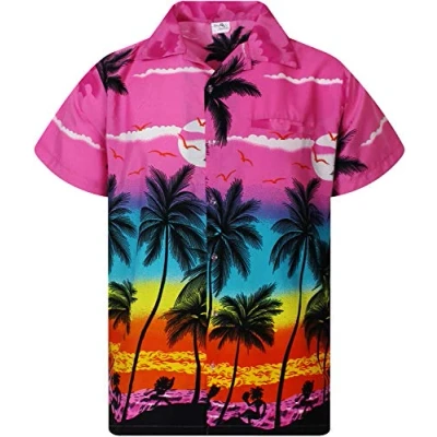 Abbildung von V.H.O. Funky Hawaii Hemd, Herren, Kurzarm, Beach, Eclectic Pink, XXL