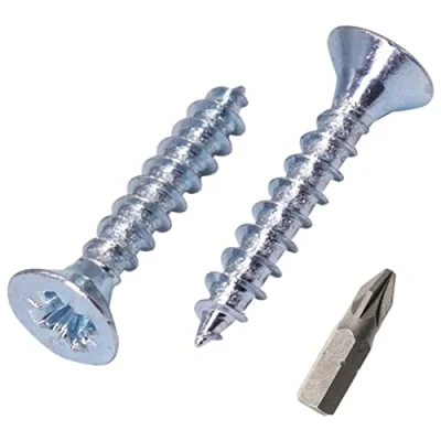 Abbildung von SKIR&#039;CO (100 Stück) Verzinkter Stahl 3,5 x 25 mm Silberholzschrauben, Pozidriv Senkkopf, Spanplattenschrauben, PZ Vollgewinde (100, mm)