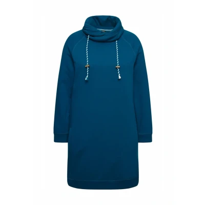 Abbildung von Ulla Popken Stehkragen Langarm Taschen Jerseykleid, Damen, Größe: 54/56, Blue green