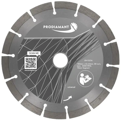 Abbildung von PRODIAMANT Diamant Trennscheibe 180 x 22,2 mm 10mm Profi Segment für Beton, Stein, Ziegel, universal