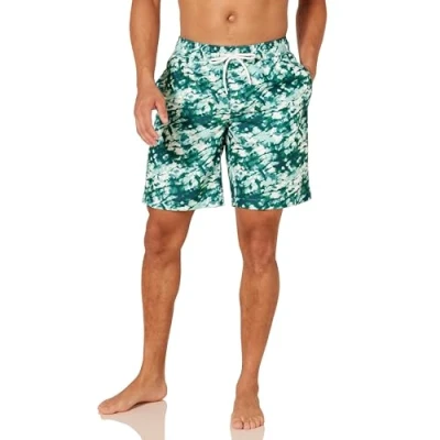 Abbildung von Amazon Essentials Herren Badehose, 23 cm, Mit Lockerer Passform und Schnelltrocknend Auslauffarben, Aquagrün Batik, M